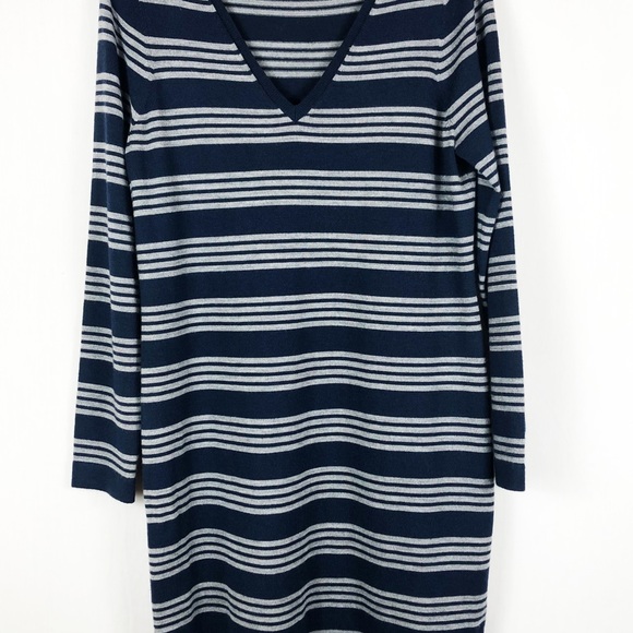 Vineyard Vines Wool Striped Sweater Dress | Blue White | Large - Picture 3 of 9